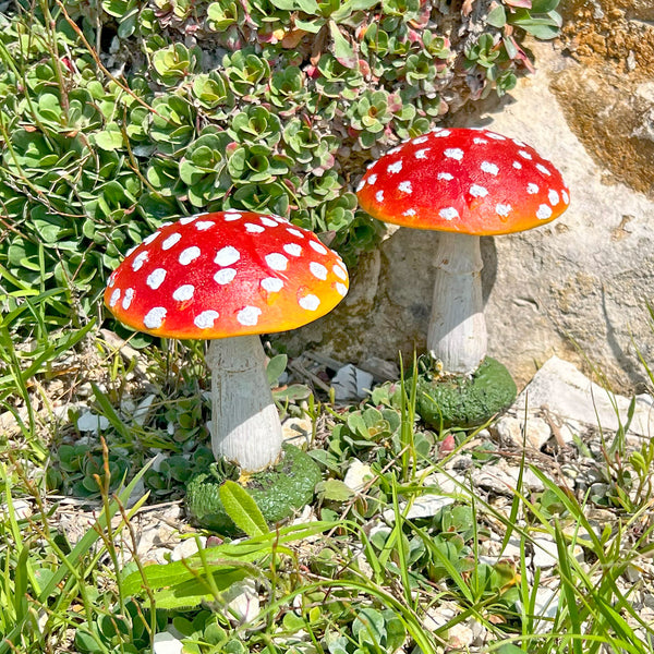 Pair of Mushroom Garden Ornaments