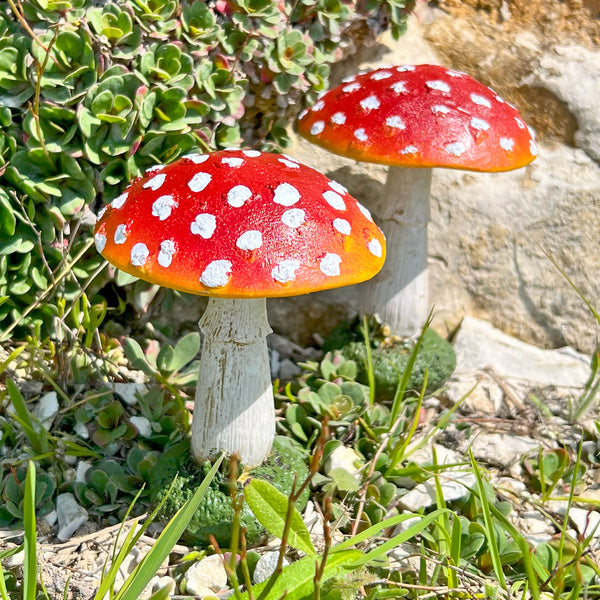 Pair of Mushroom Garden Ornaments