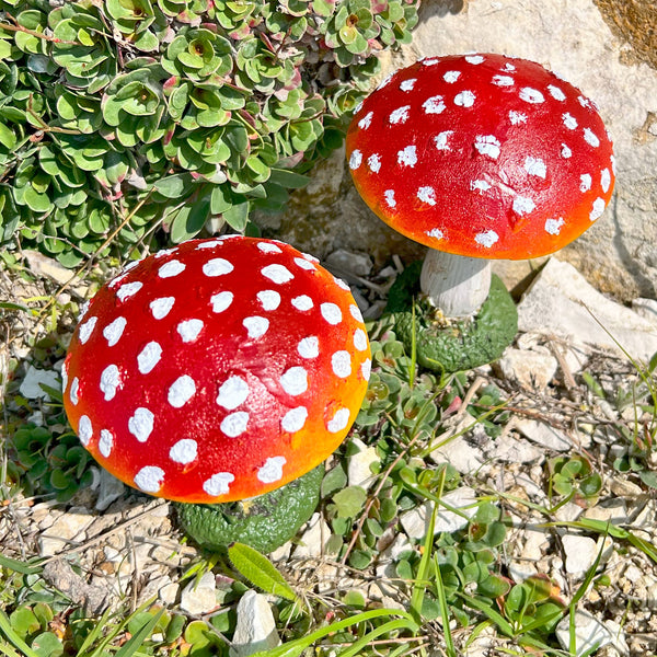 Pair of Mushroom Garden Ornaments