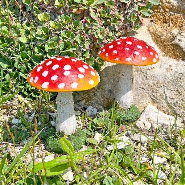 Pair of Mushroom Garden Ornaments