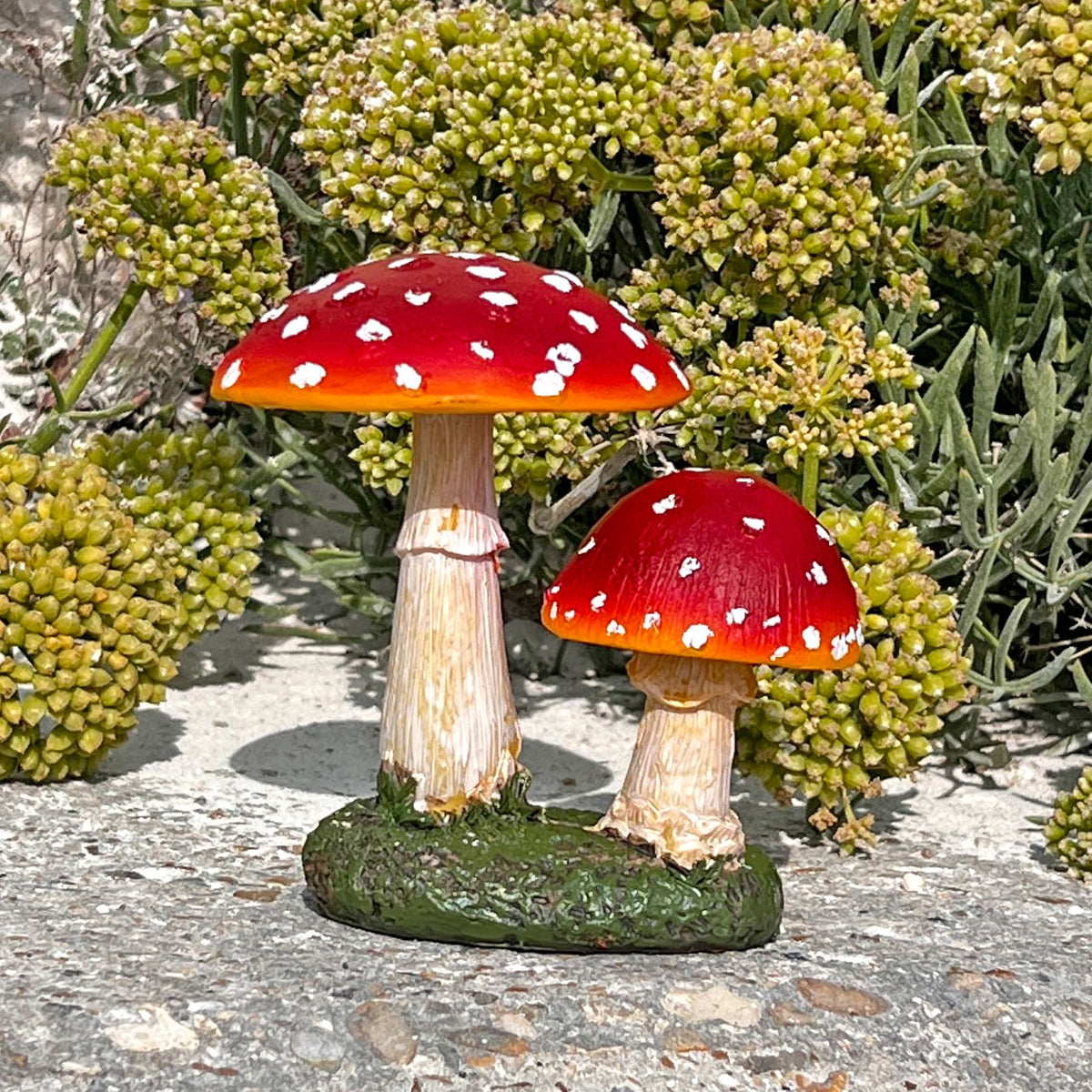 Double Mushroom Red Cap Toadstool Garden Ornament