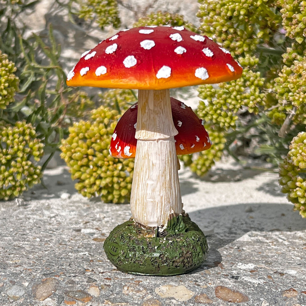 Double Mushroom Red Cap Toadstool Garden Ornament