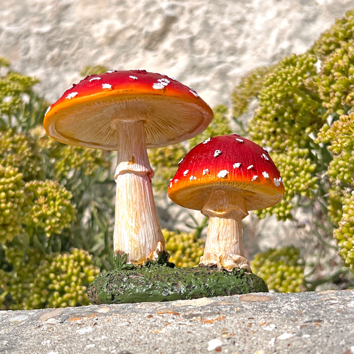 Double Mushroom Red Cap Toadstool Garden Ornament
