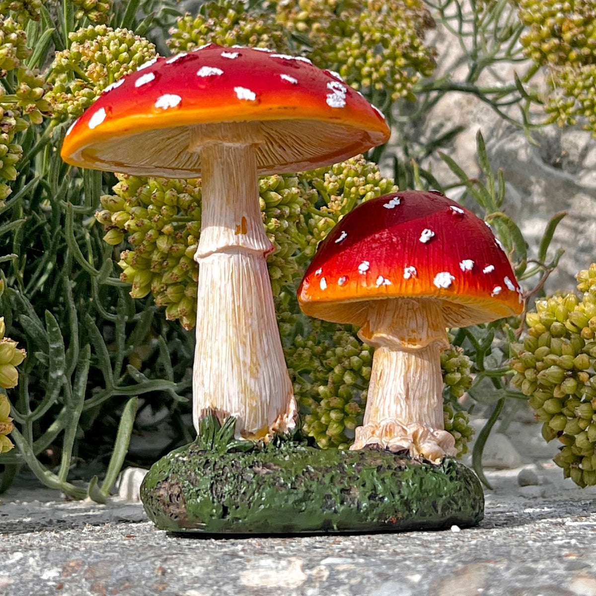 Double Mushroom Red Cap Toadstool Garden Ornament