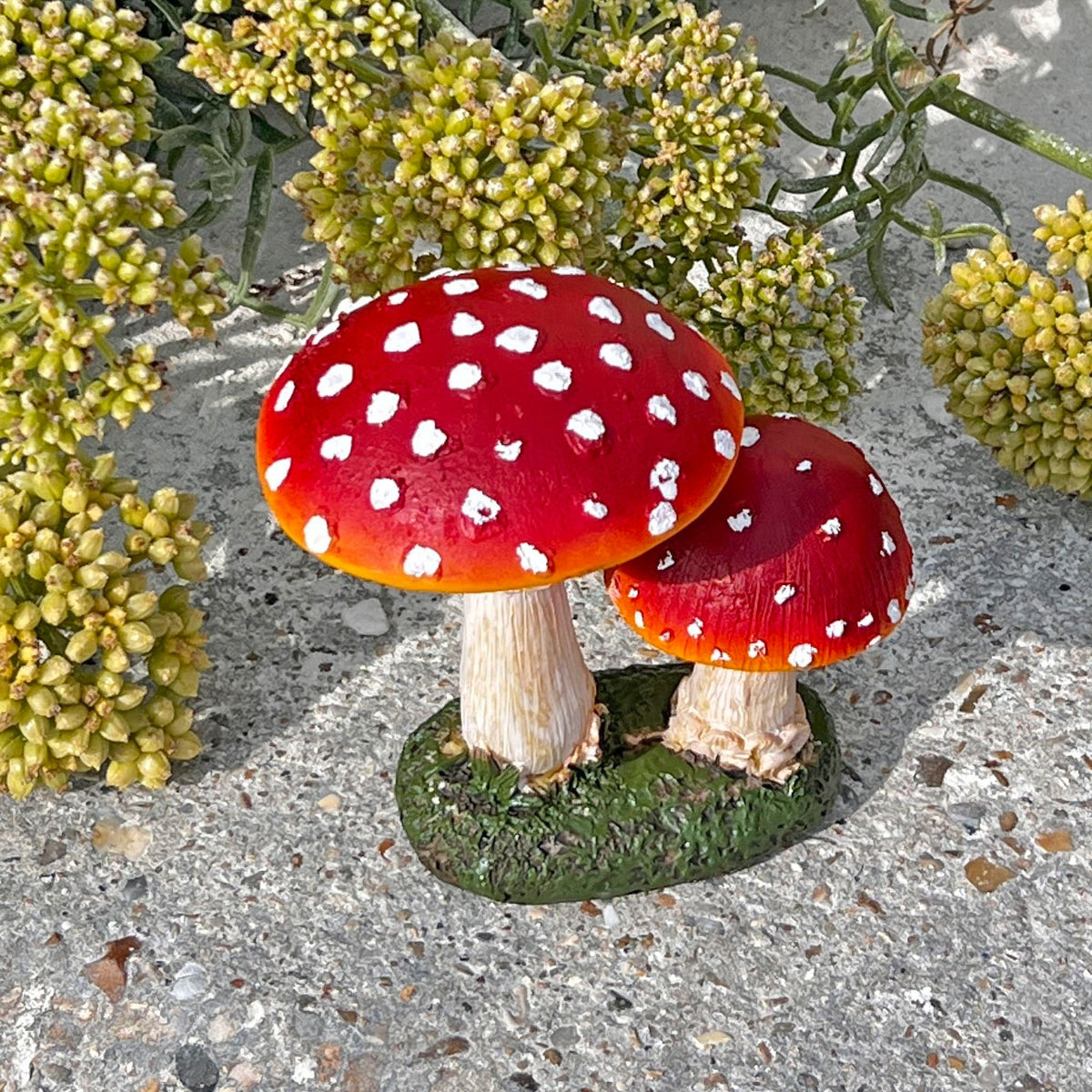Double Mushroom Red Cap Toadstool Garden Ornament