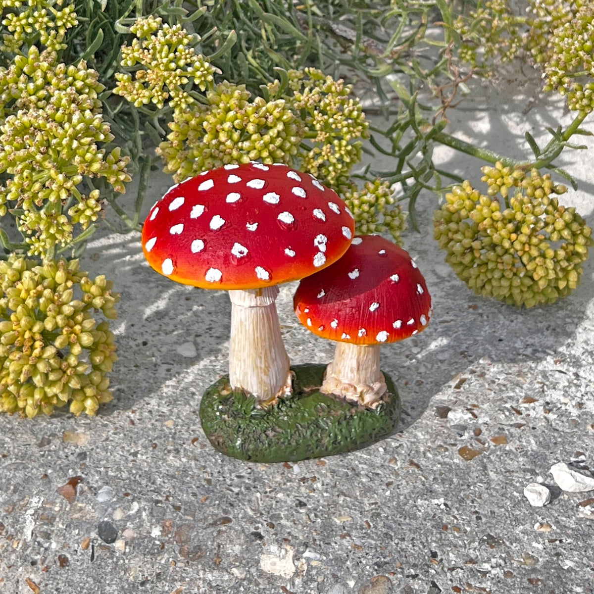 Double Mushroom Red Cap Toadstool Garden Ornament