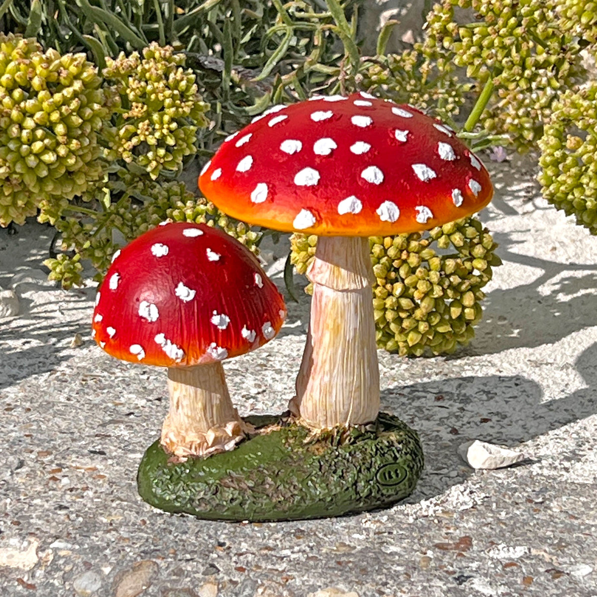 Double Mushroom Red Cap Toadstool Garden Ornament