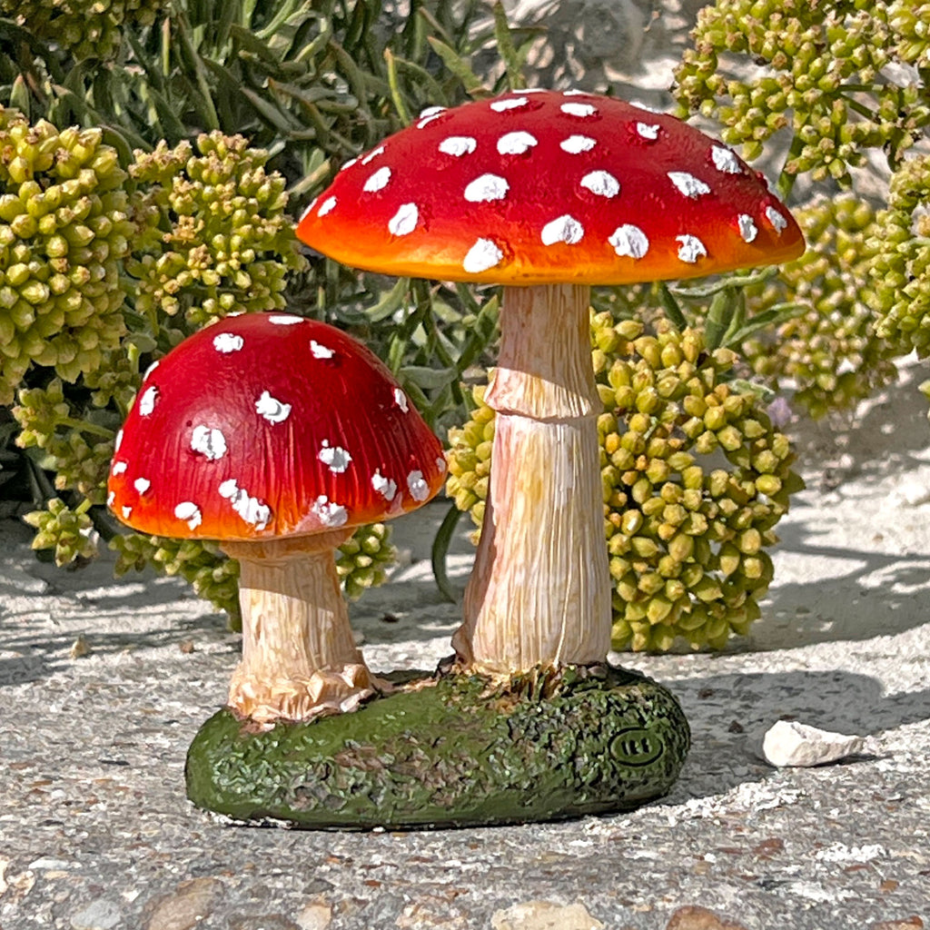 Double Mushroom Red Cap Toadstool Garden Ornament