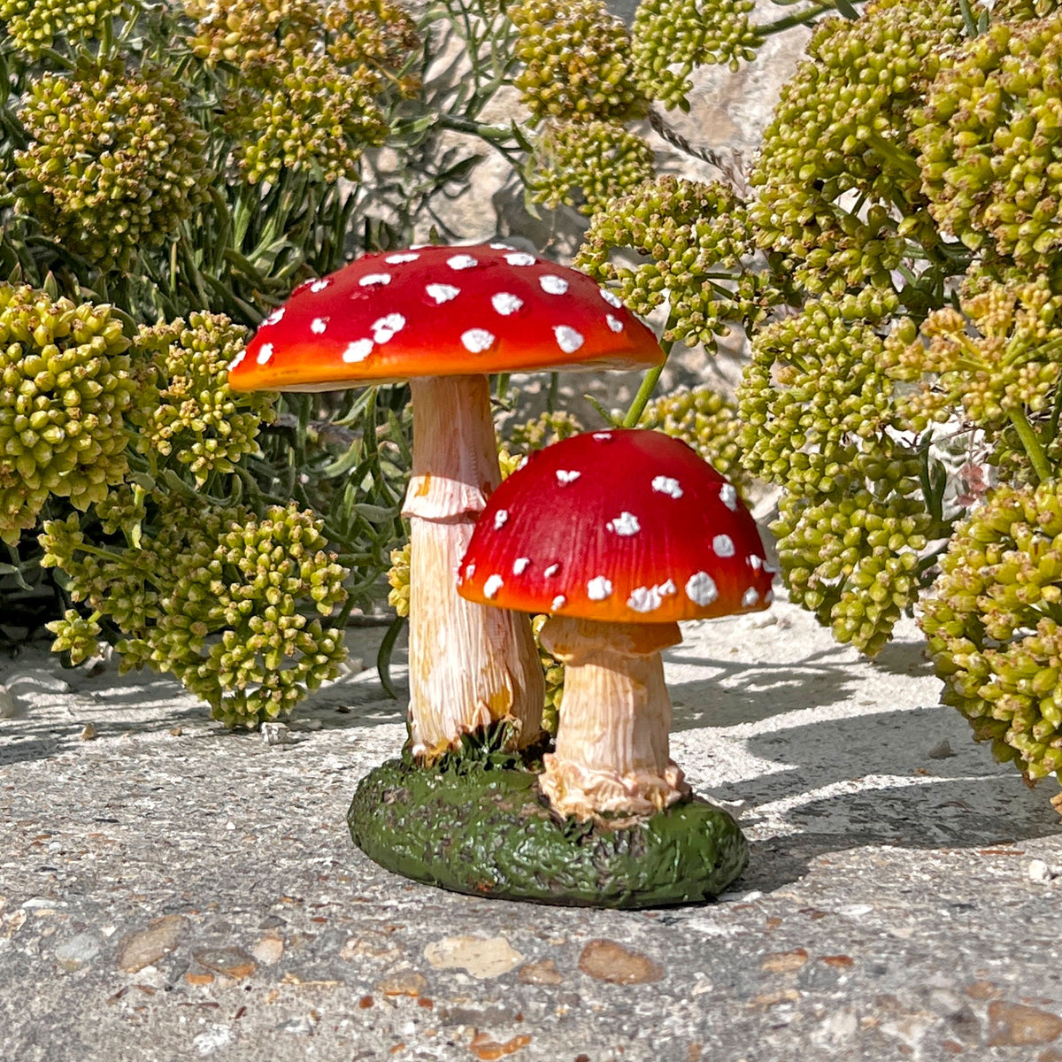 Double Mushroom Red Cap Toadstool Garden Ornament