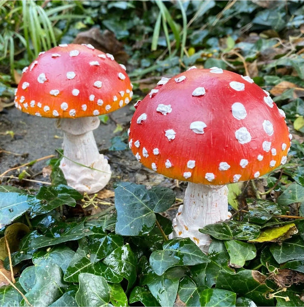 Pair of Mushroom Garden Ornaments