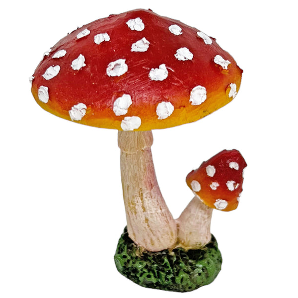 Two Double Stem Garden Mushroom Ornaments