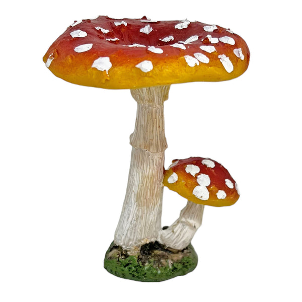 Two Double Stem Garden Mushroom Ornaments