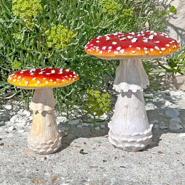 Pair of Red Mushroom Toadstools