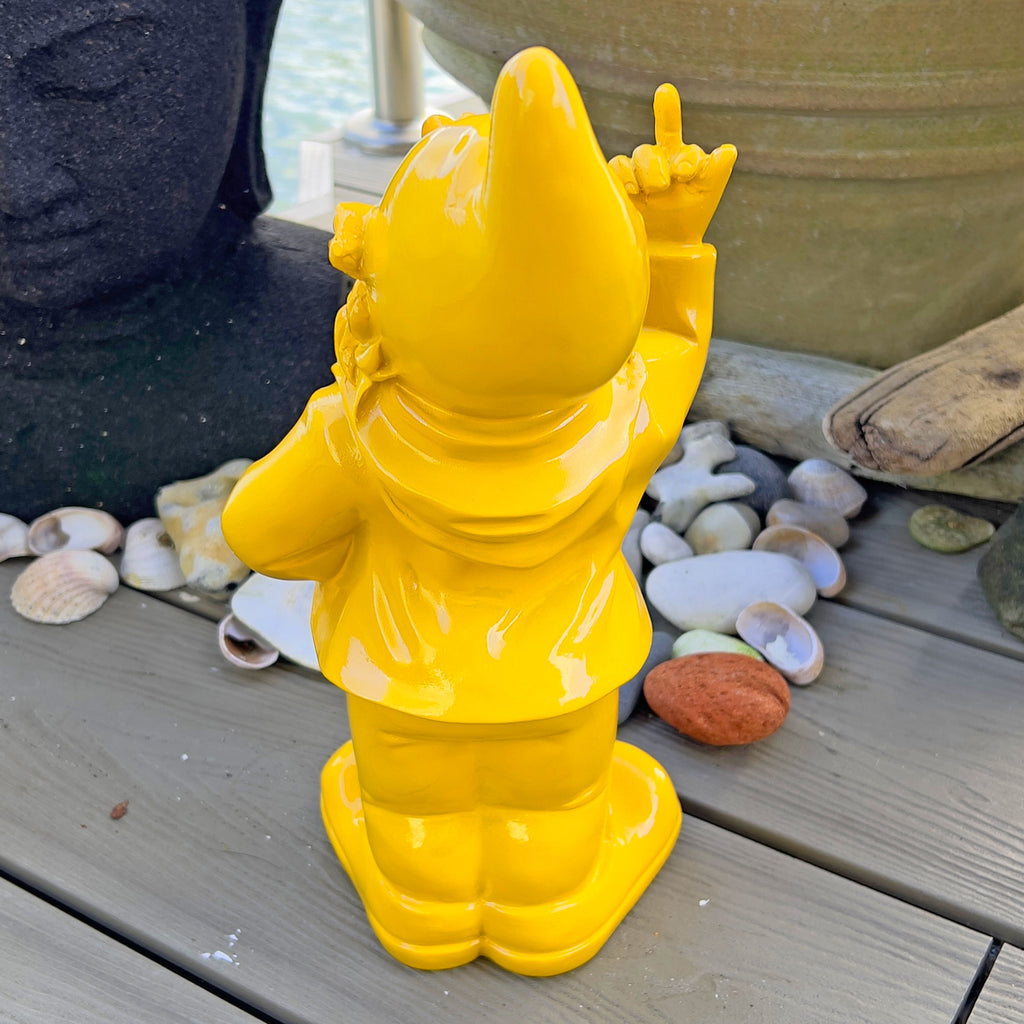 30cm F**k You Naughty Middle Finger Yellow Gnome Ornament