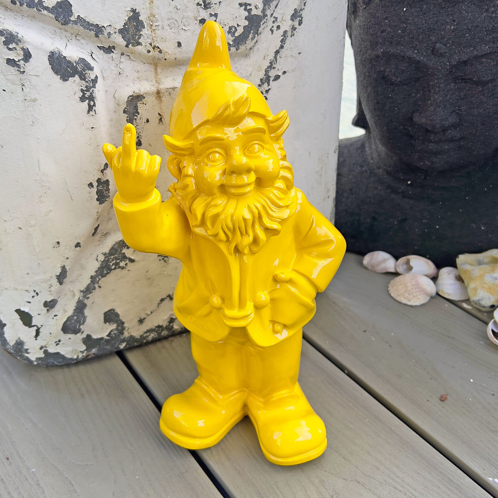 30cm F**k You Naughty Middle Finger Yellow Gnome Ornament