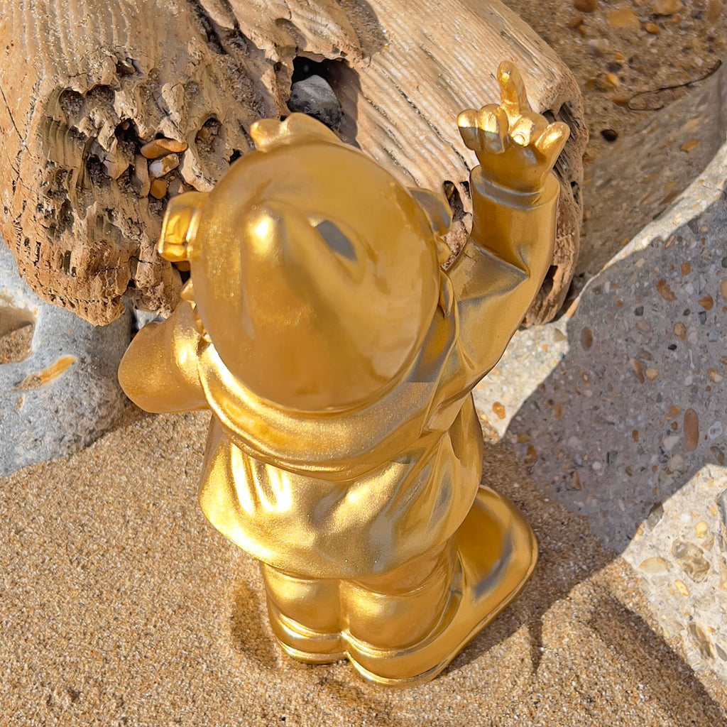 30cm F**k You Naughty Middle Finger Gold Gnome Ornament