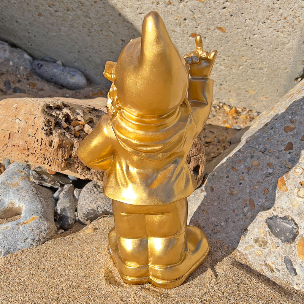 30cm F**k You Naughty Middle Finger Gold Gnome Ornament