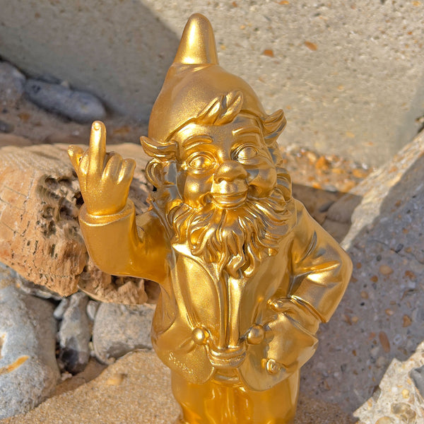 30cm F**k You Naughty Middle Finger Gold Gnome Ornament