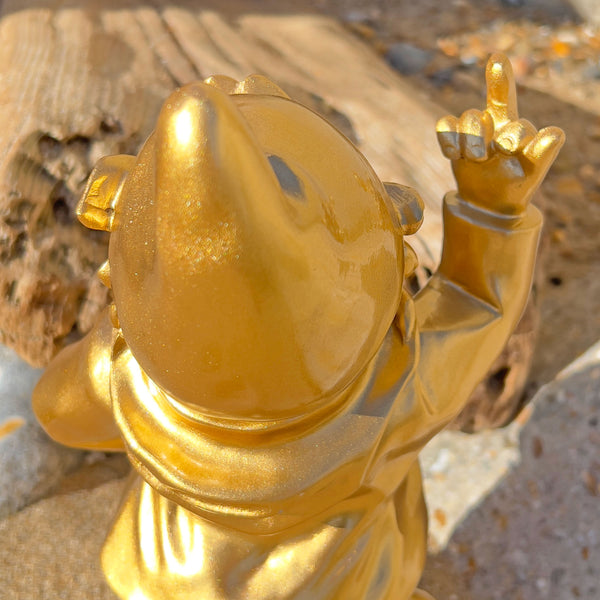 30cm F**k You Naughty Middle Finger Gold Gnome Ornament