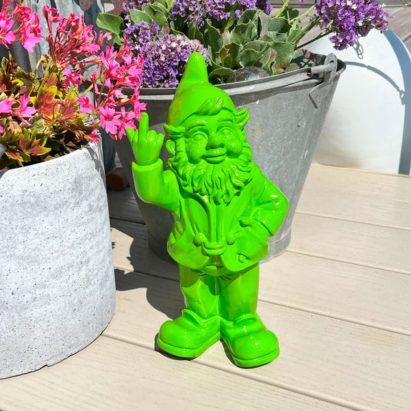 Garden Gnome Giving the Finger in Green