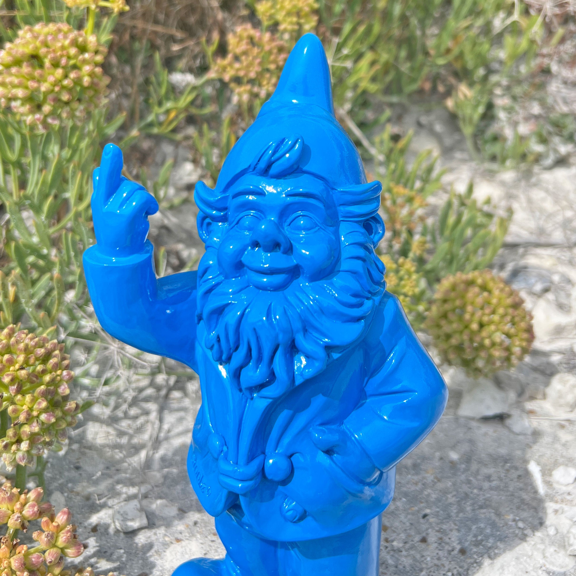 Blue Middle Finger F**k You Garden Gnome 20cm