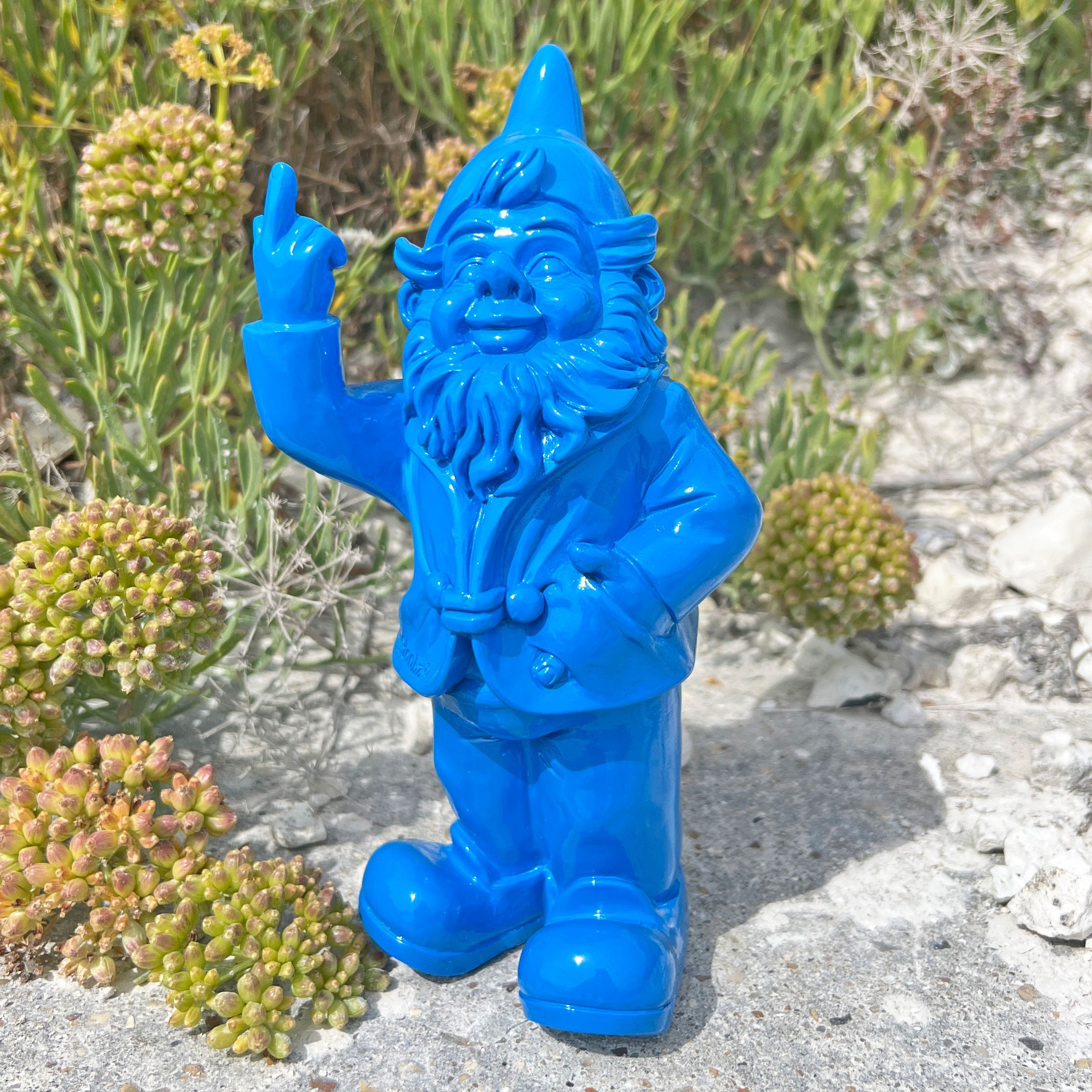 Blue Middle Finger F**k You Garden Gnome 20cm