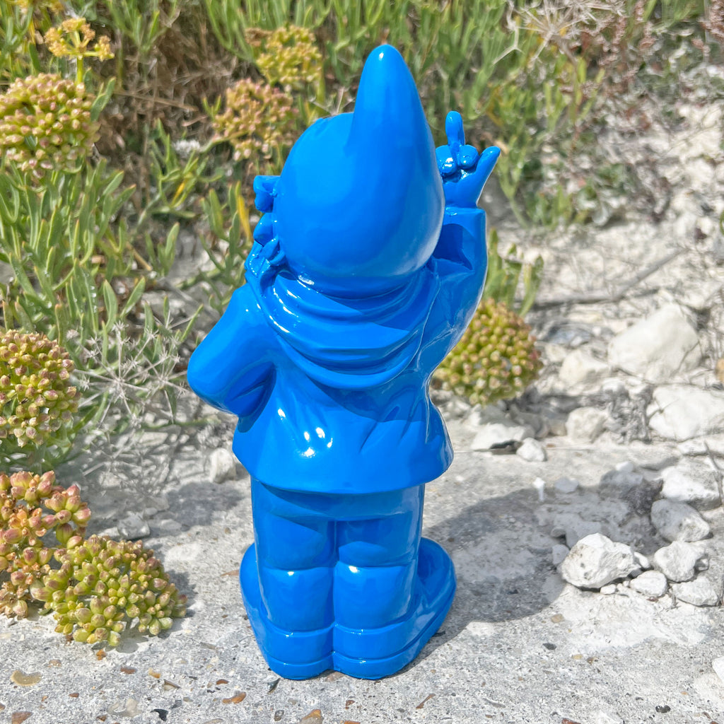 Blue Middle Finger F**k You Garden Gnome 20cm