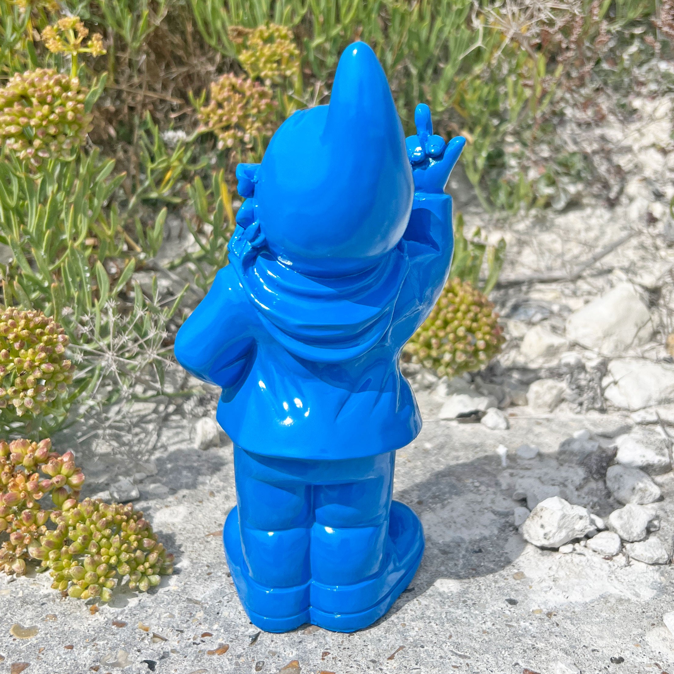 Blue Middle Finger F**k You Garden Gnome 20cm