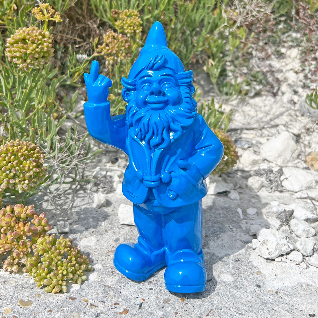 Blue Middle Finger F**k You Garden Gnome 20cm