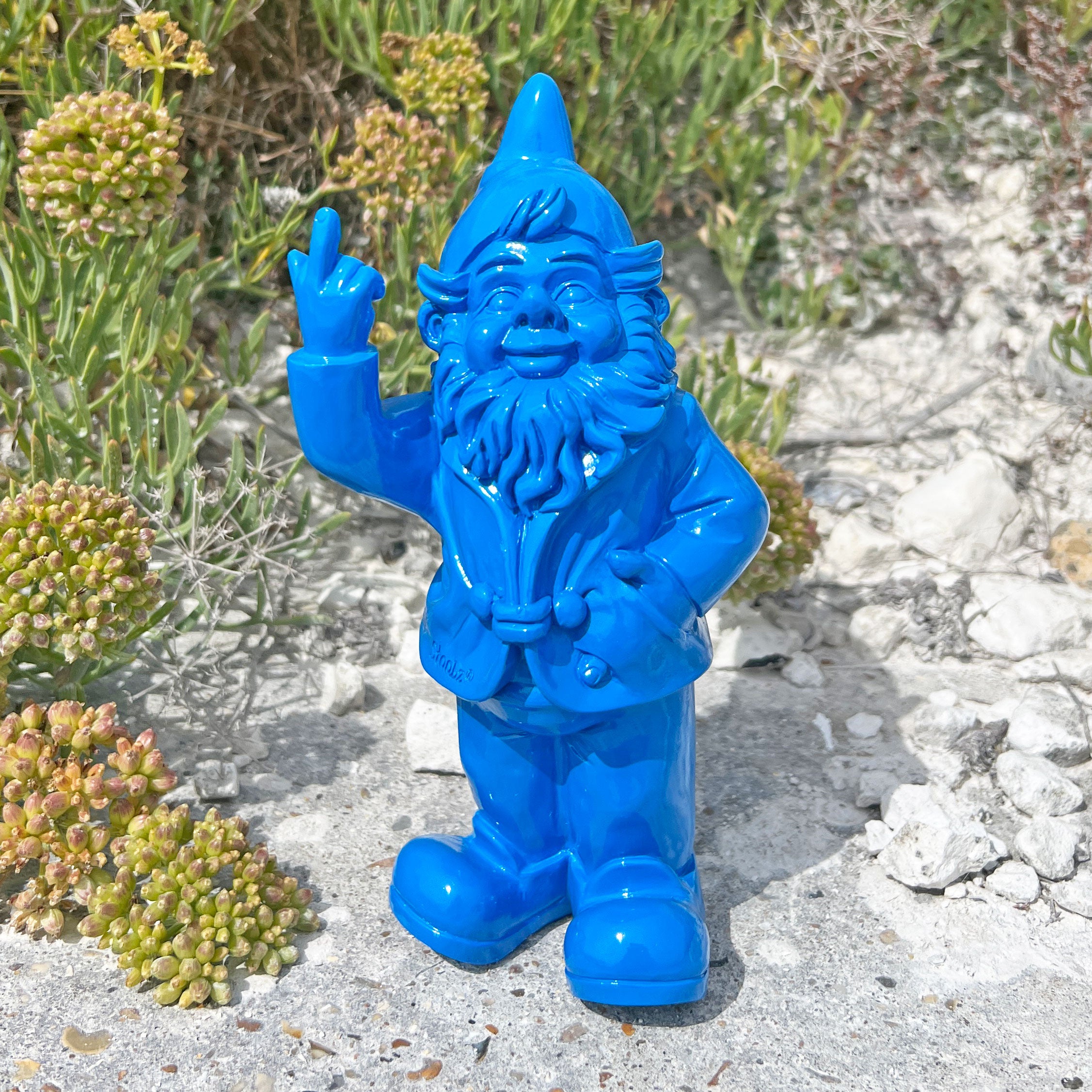 Blue Middle Finger F**k You Garden Gnome 20cm