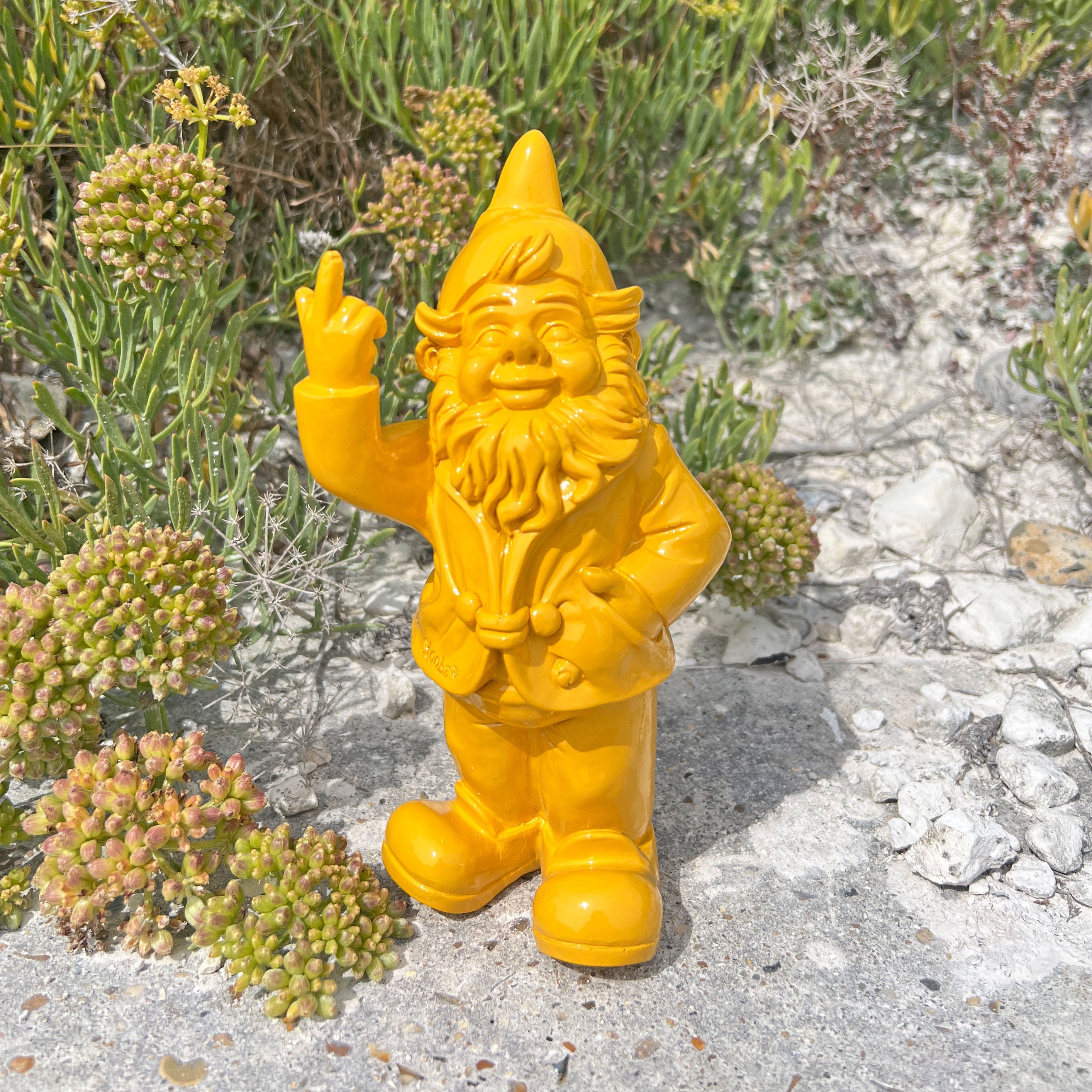 Yellow Middle Finger F**k You Garden Gnome 20cm