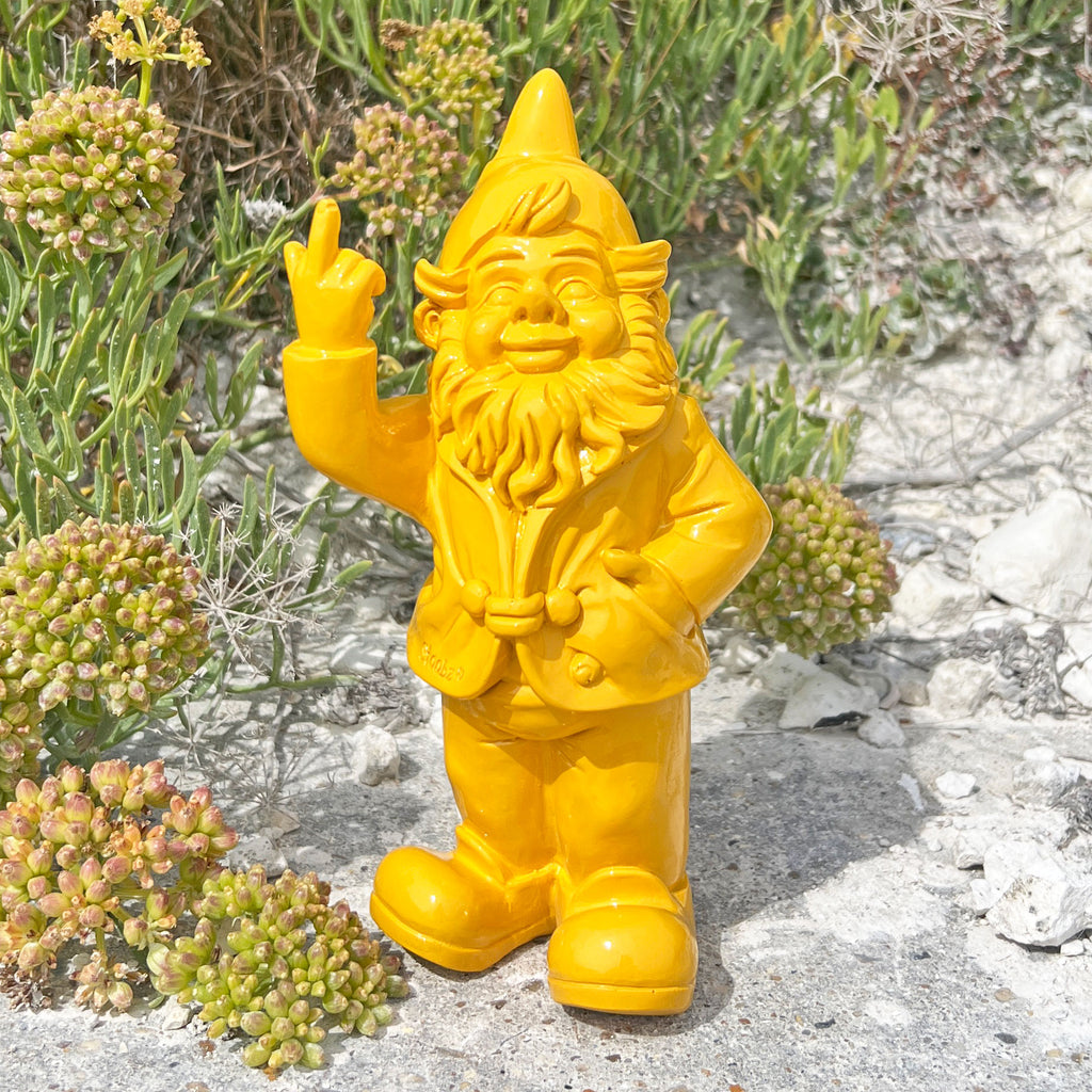 Yellow Middle Finger F**k You Garden Gnome 20cm