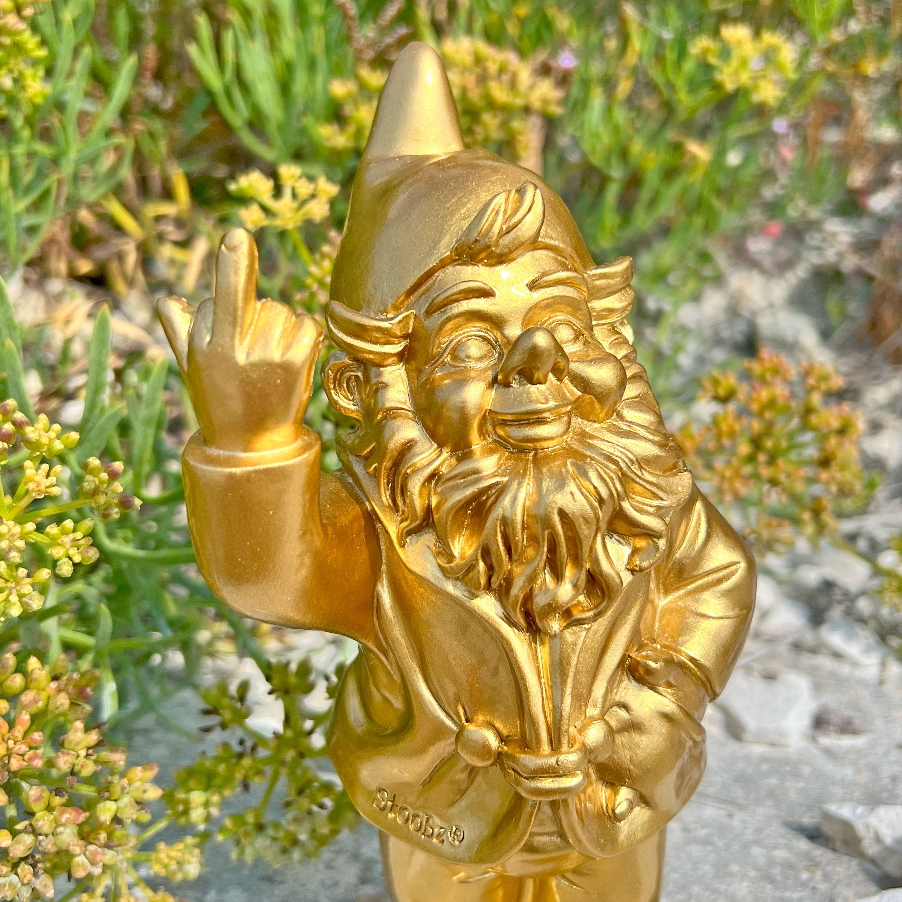 Gold Middle Finger F**k You Garden Gnome 20cm