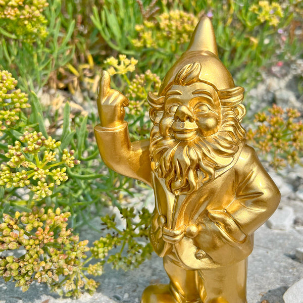 Gold Middle Finger F**k You Garden Gnome 20cm