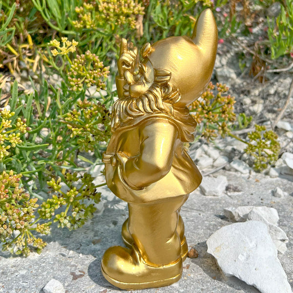 Gold Middle Finger F**k You Garden Gnome 20cm