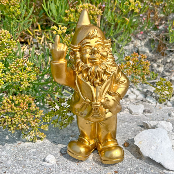 Gold Middle Finger F**k You Garden Gnome 20cm