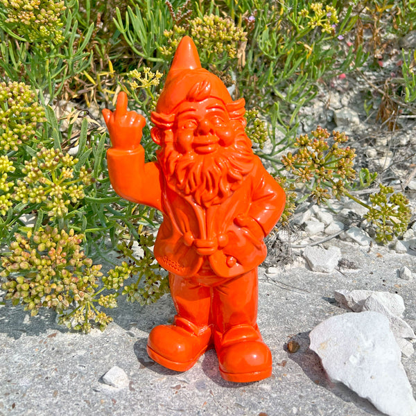 Orange Middle Finger F**k You Garden Gnome 20cm