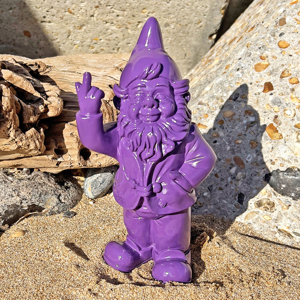 Purple Middle Finger F**k You Garden Gnome 20cm