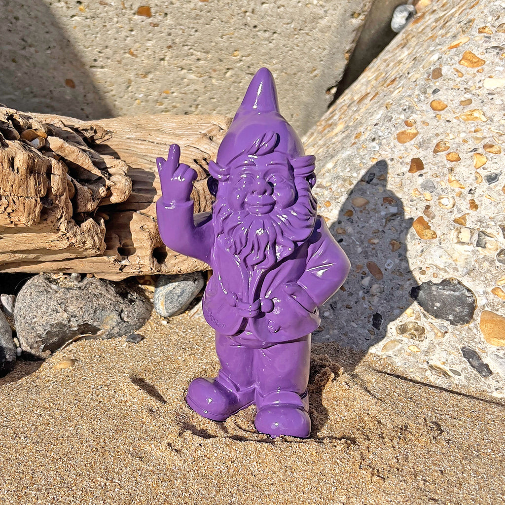 Purple Middle Finger F**k You Garden Gnome 20cm