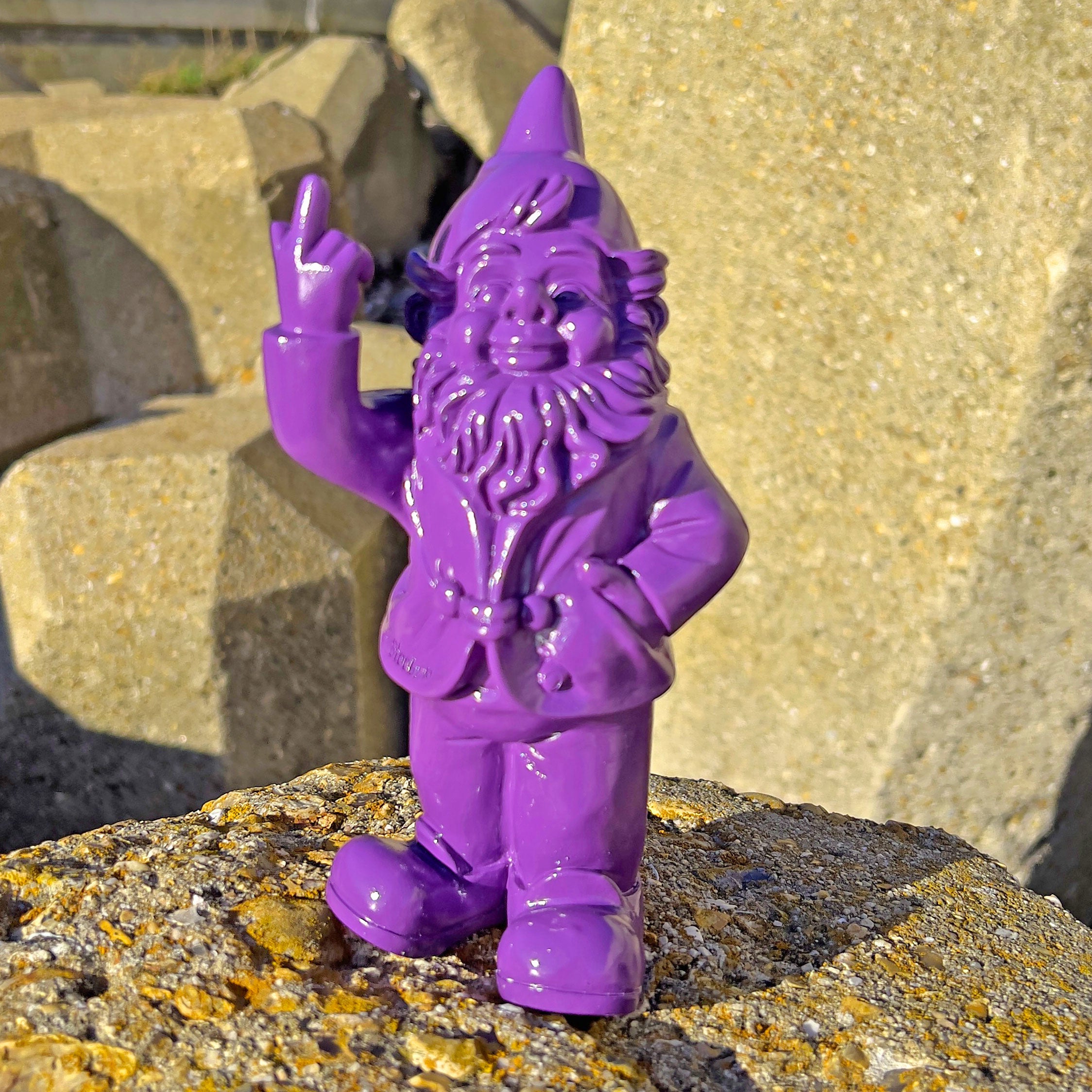 Purple Middle Finger F**k You Garden Gnome 20cm