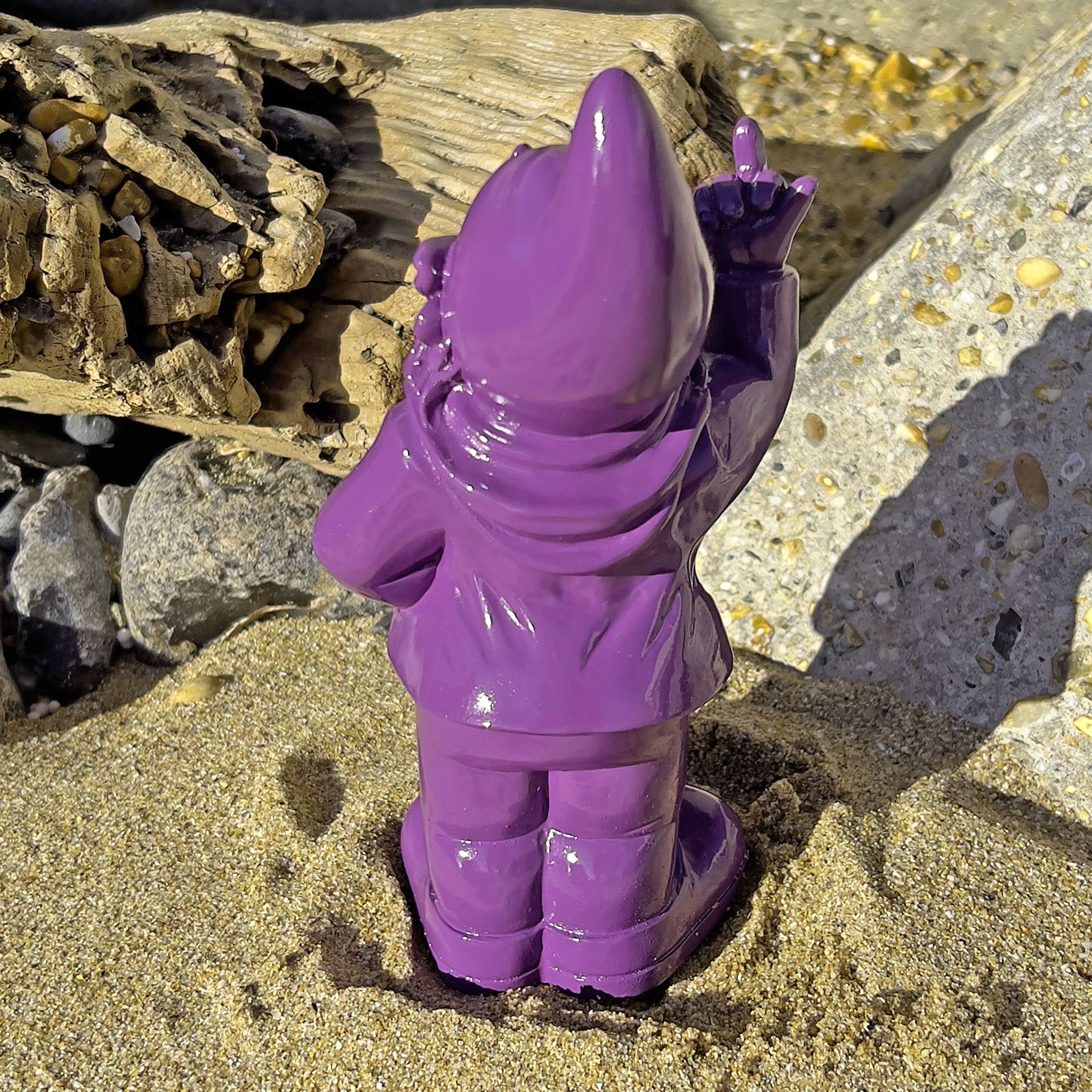 Purple Middle Finger F**k You Garden Gnome 20cm