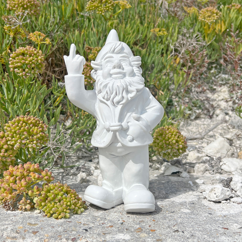 White Middle Finger F**k You Garden Gnome 20cm