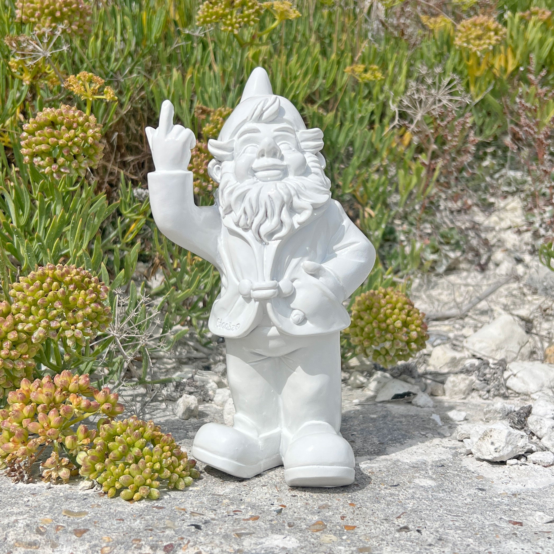 White Middle Finger F**k You Garden Gnome 20cm