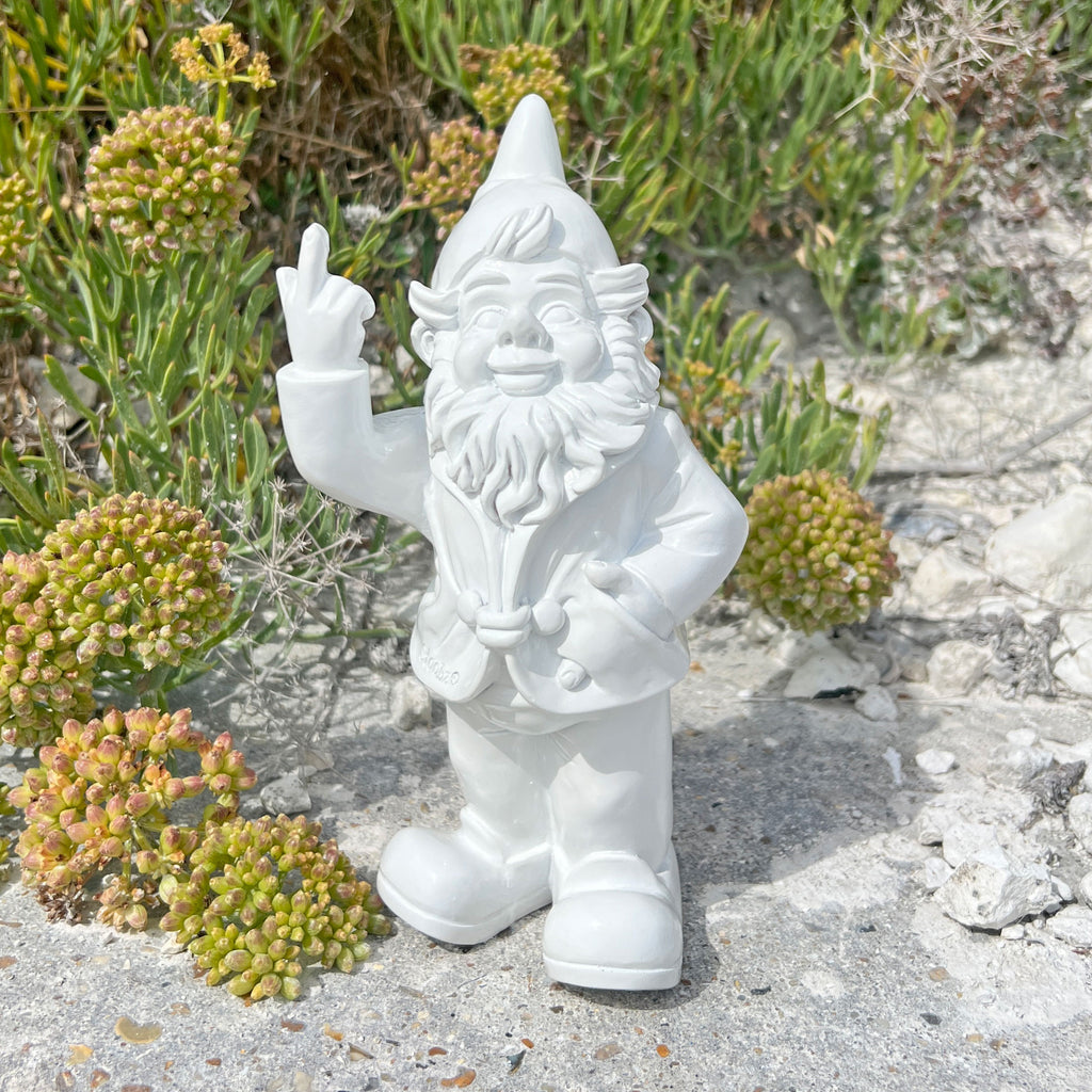 White Middle Finger F**k You Garden Gnome 20cm