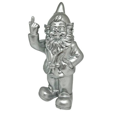 Silver Fuck You Middle Finger Gnome