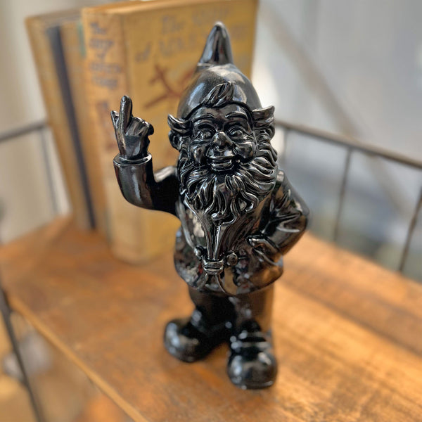 Rude middle finger garden gnome ornament