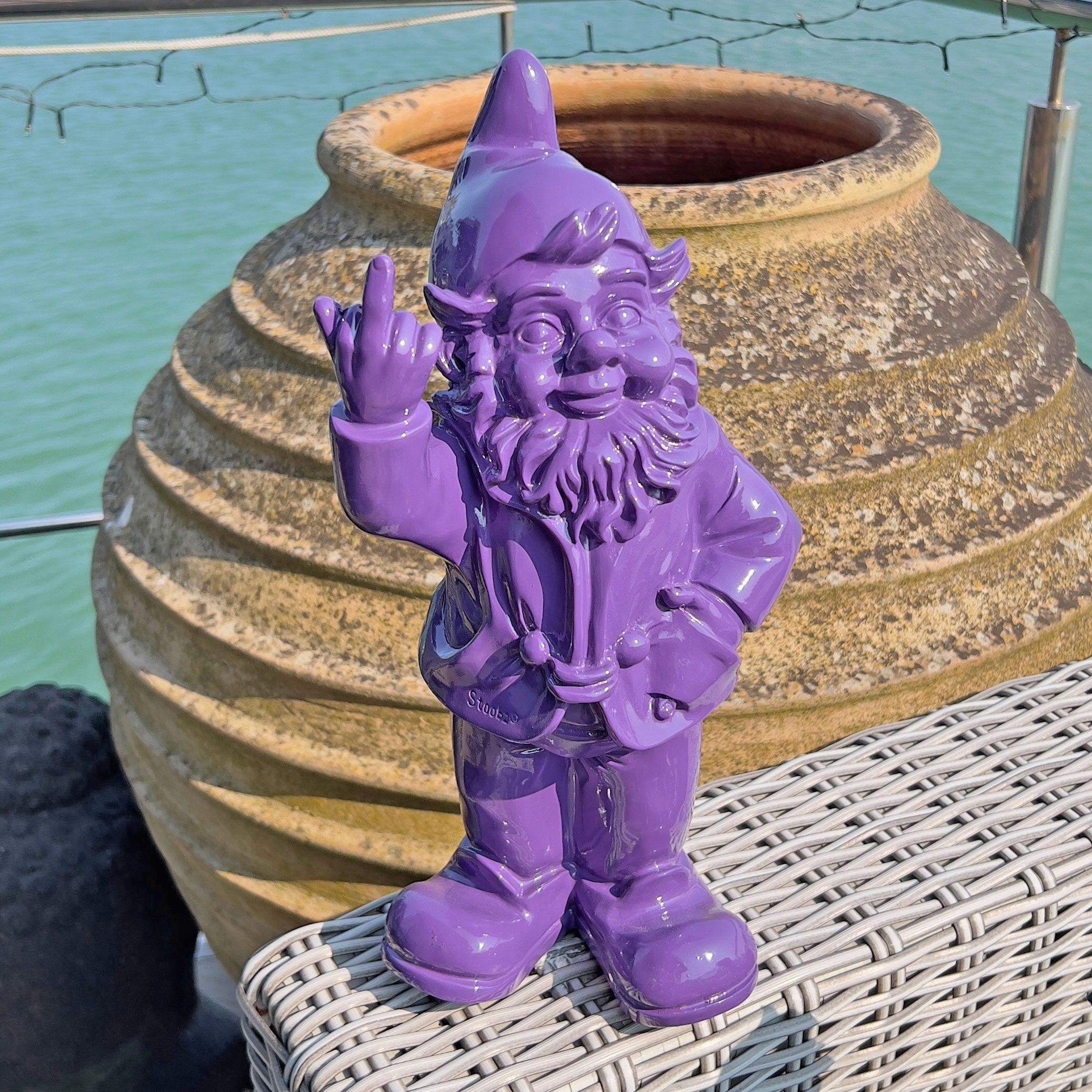 Purple Middle Finger F**k You Garden Gnome 30cm