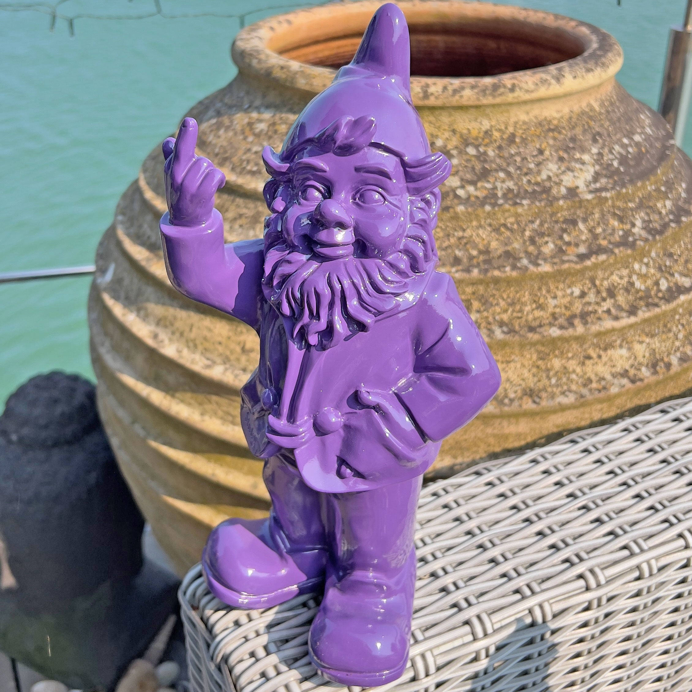 Purple Middle Finger F**k You Garden Gnome 30cm