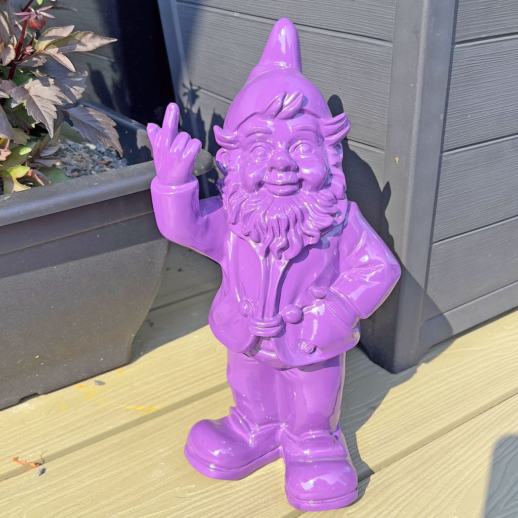 Purple Middle Finger F**k You Garden Gnome 30cm