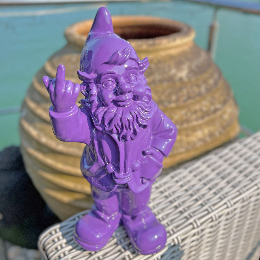 Purple Middle Finger F**k You Garden Gnome 30cm
